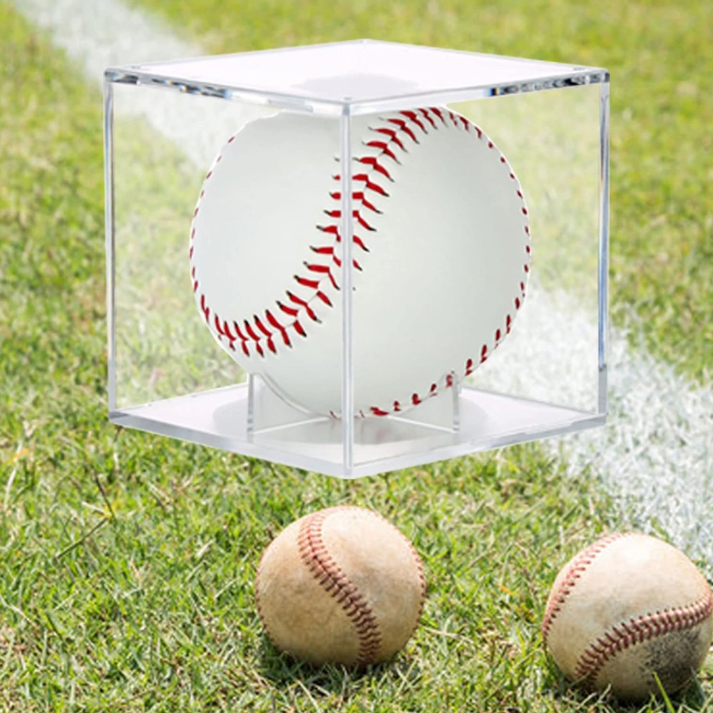 6Pack Baseball Display Case UV Protected Acrylic Clear Holder Square Ball Box