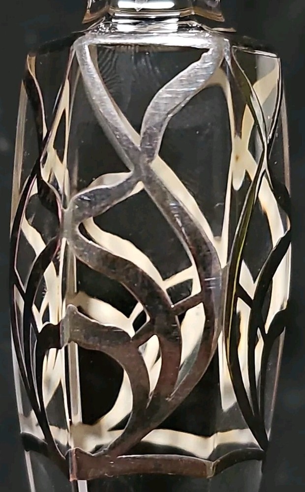 Vintage Silver Overlay Pressed Glass Candlestick