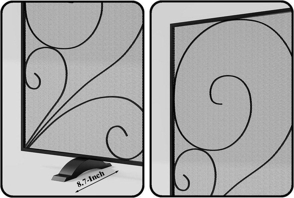 Fire Beauty Single Panel Fireplace Screen Wrought Iron Mesh, Handcrafted