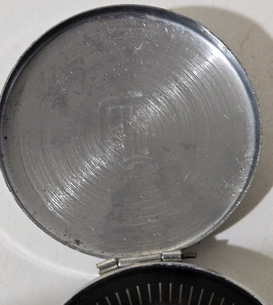 Vintage Chrome Pocket Compass - Japan - Black Dial - Works Snappy