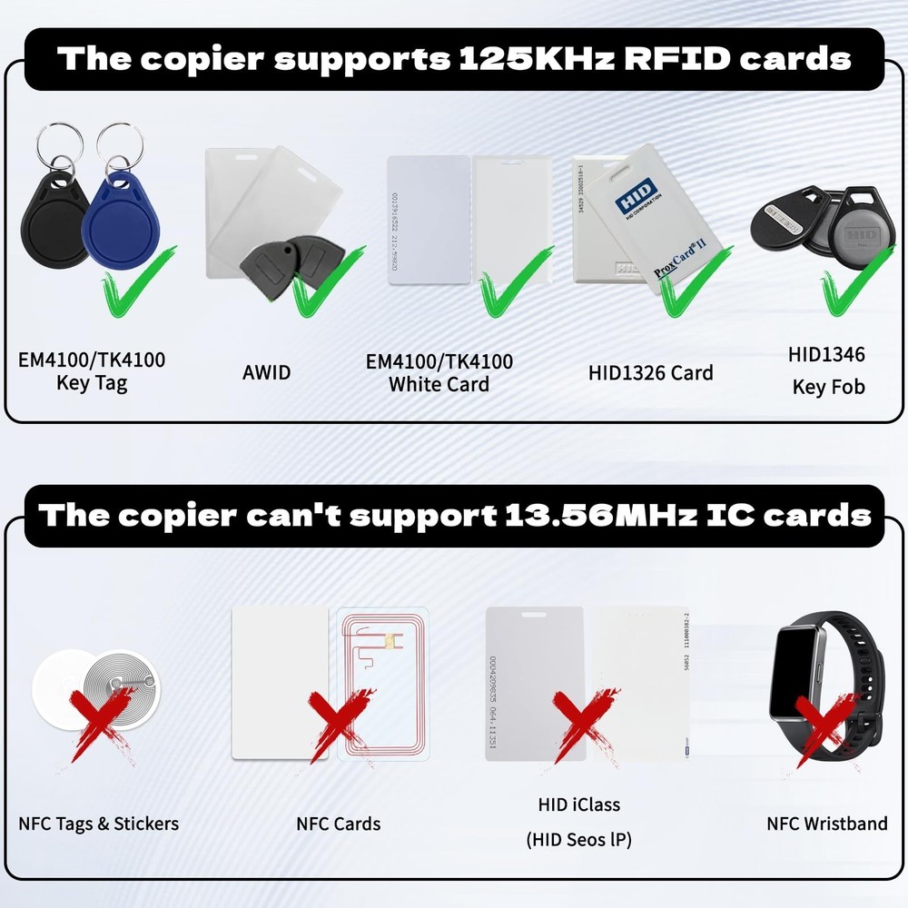 Handheld Copier RFID Reader Rewriter Smart ID Card Duplicator 125KHz Intellig...