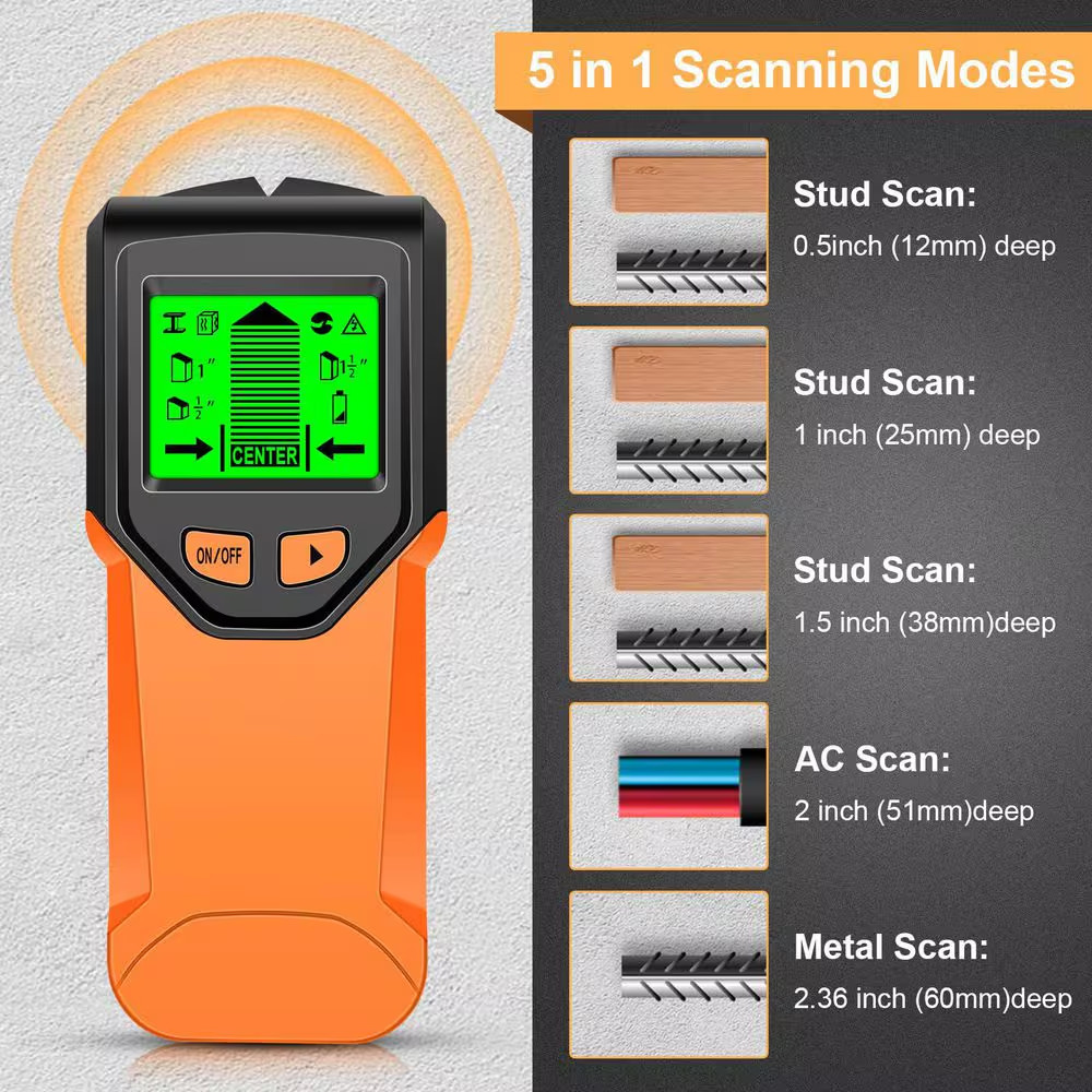 5 in 1 Stud Finder Tool with Intelligent Microprocessor Chip HD LCD Display for