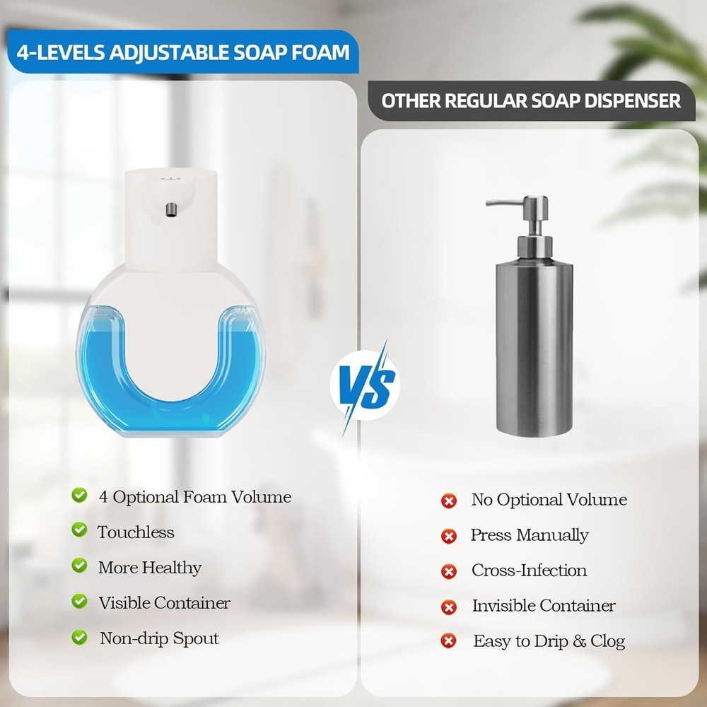 Automatic Soap Dispenser Touchless,Rechargeable Foaming Soap Dispenser,15oz/4...