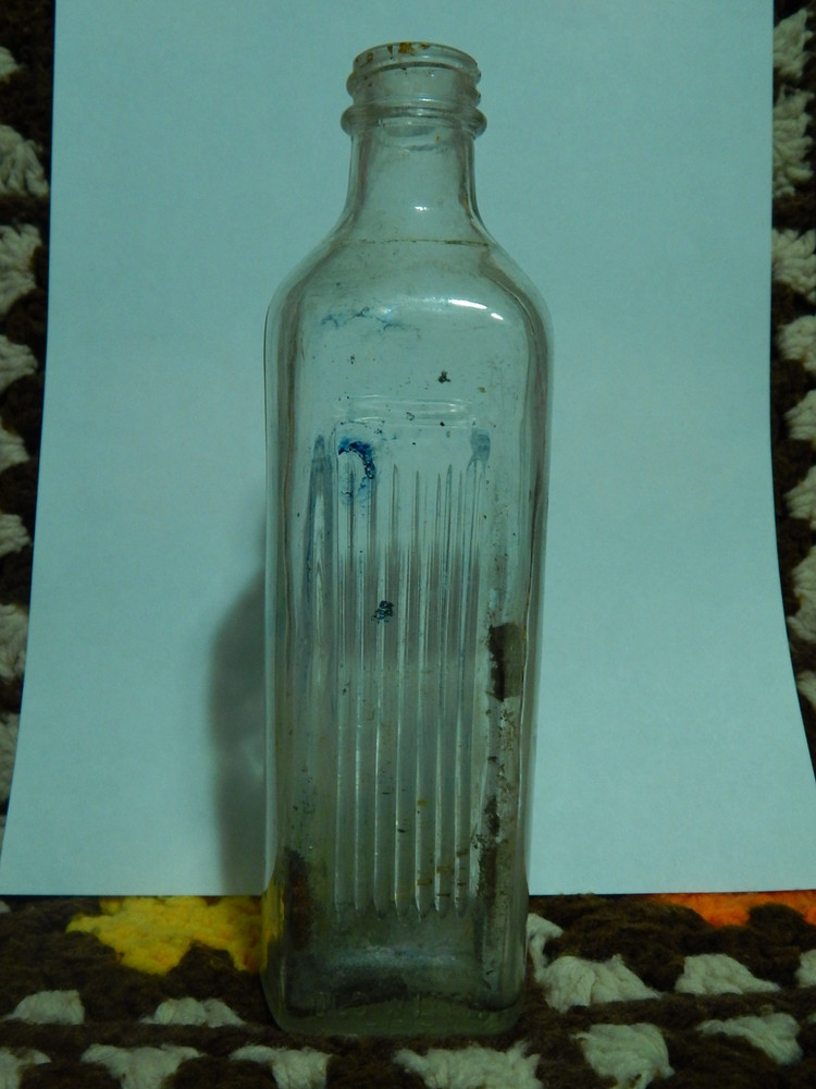 Vintage 'Old Witch' Embossed 2 Sides Indented/Ribbed 7.5'' Bottle Empty