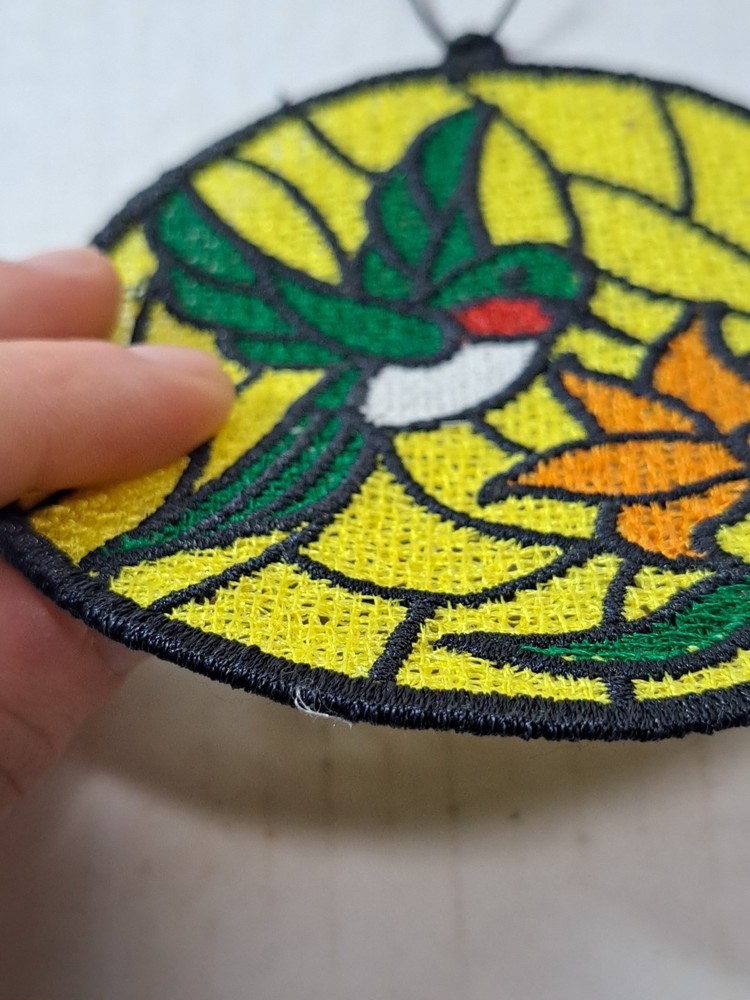Embroidered Hummingbird Pattern Design Faux Suncatcher