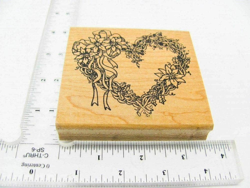 Wreath Heart Rubber Stamp - Stamp Set A91