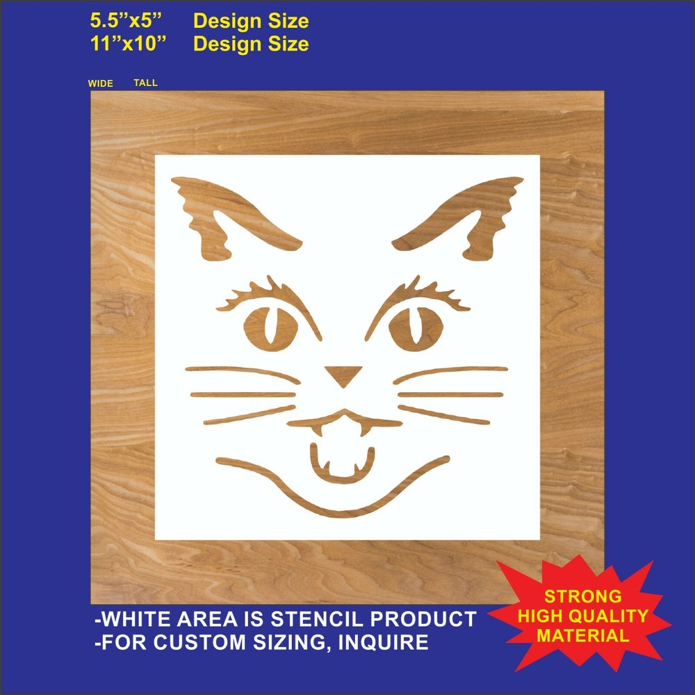 Cat Face - Reusable, Flexible Plastic Stencil