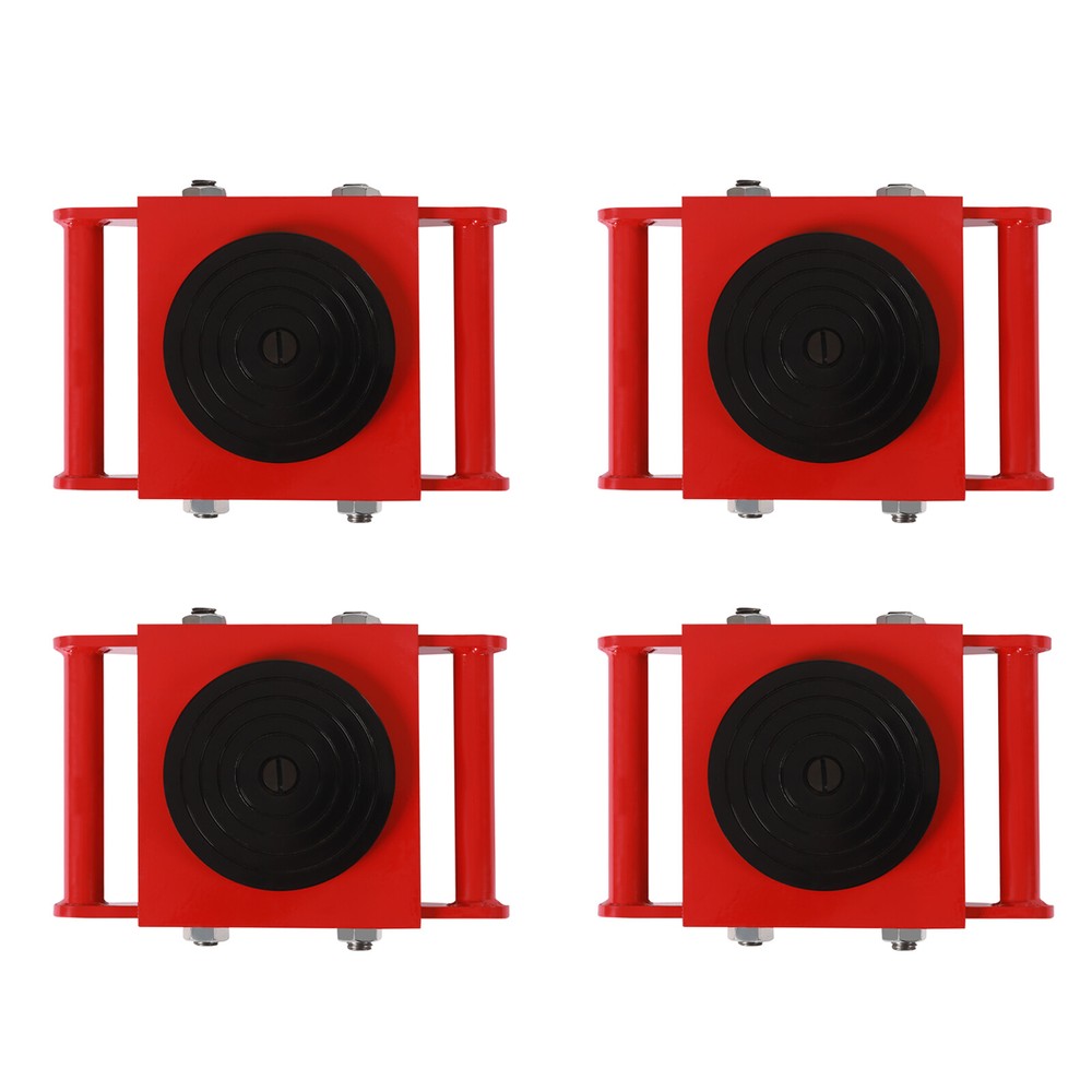 4pack 6T 4 Rollers Machine Dolly Skate Machinery Mover Cap 360 Rotation w/Handle