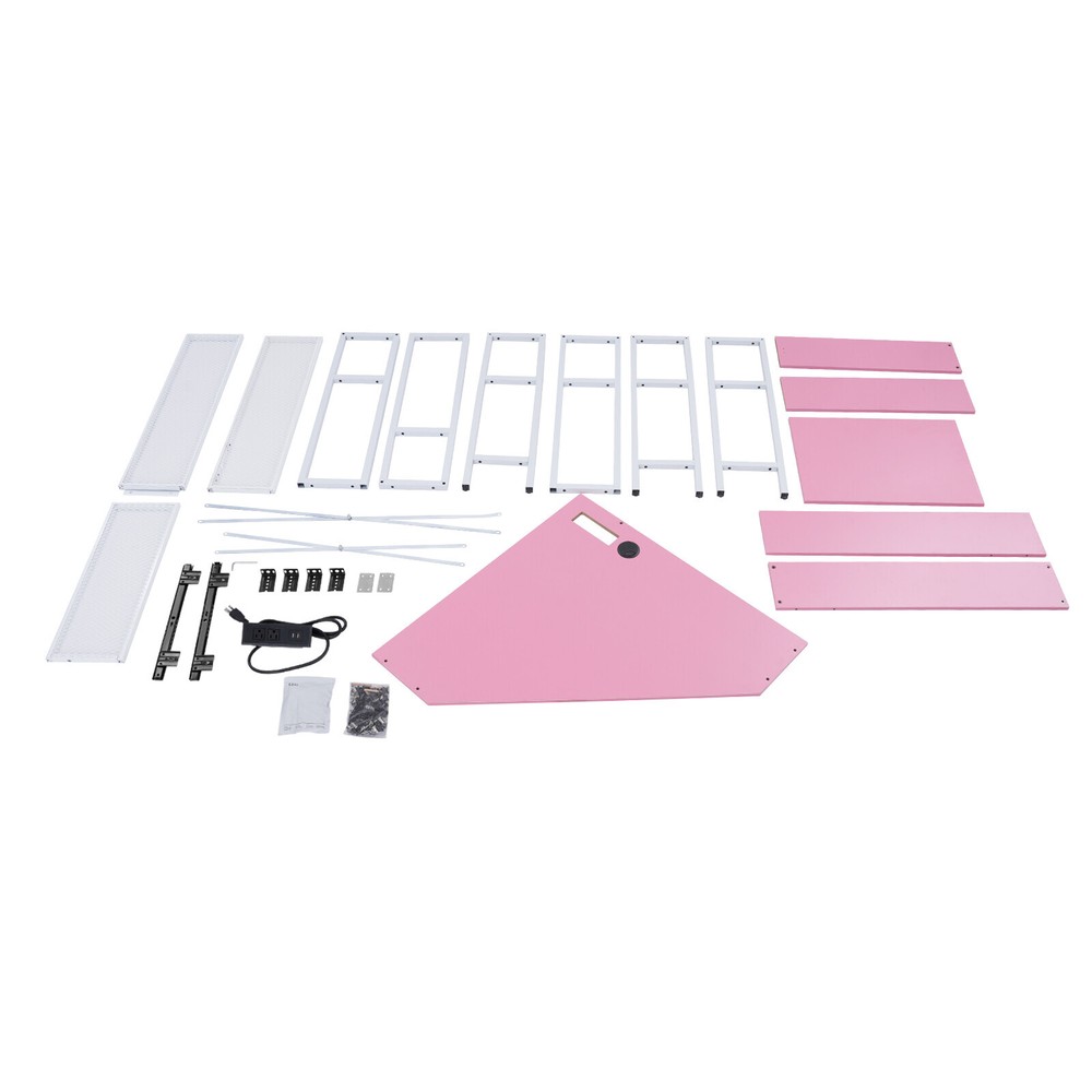 Corner Desk, Corner Computer Desk with Power Outlets, Corner Computer Desk