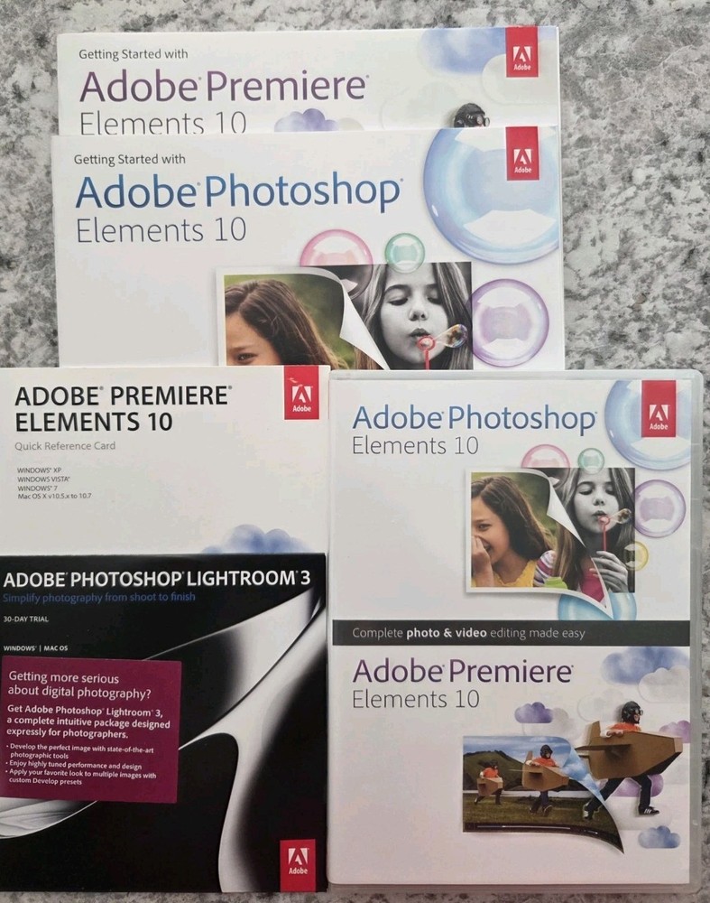 Adobe Photoshop Elements 10 and Adobe Premiere Elements 10 w/ Serial Numbers