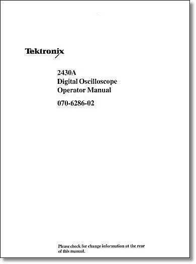 Tektronix 2430A Operators Manual: Comb Bound & Protective Plastic Covers