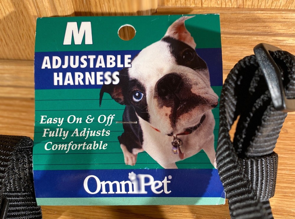New! OMNIPET Adjustable Pet Harness Black Size Medium Easy On Easy Off
