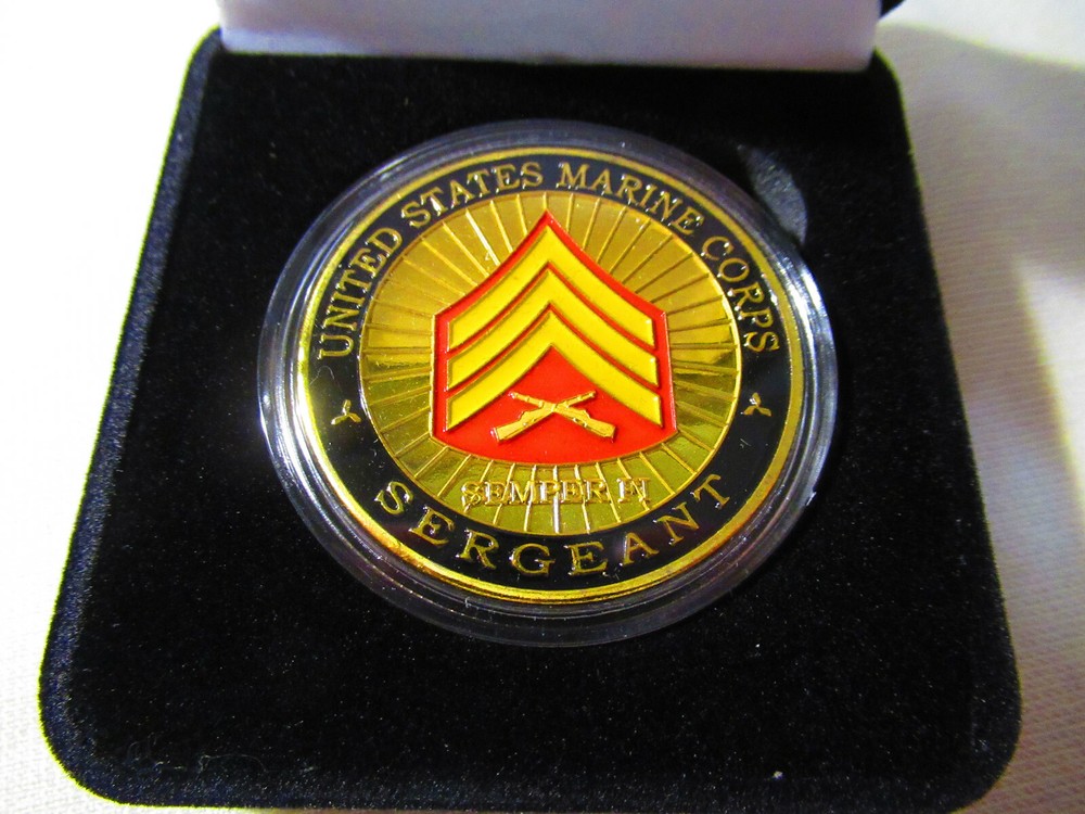 US MARINE CORPS " SERGEANT " Challenge Coin w/ Presentation Box
