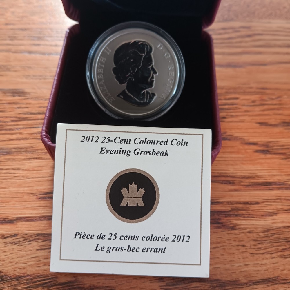 2012 Canada Evening Grosbeak 25 Cent Cupronickel Coin Colored #11