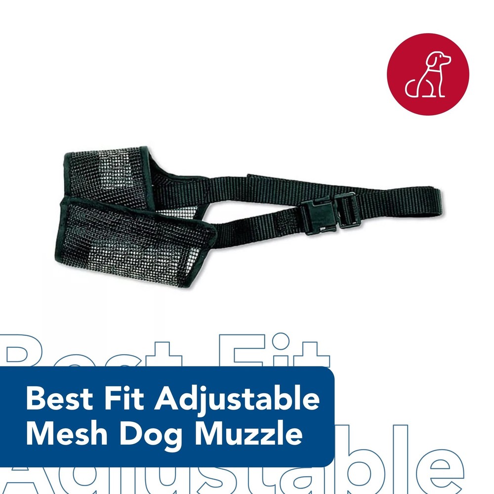 Coastal Pet Best Fit Adjustable Mesh Dog Muzzle/Open Front Design- Black, 4"