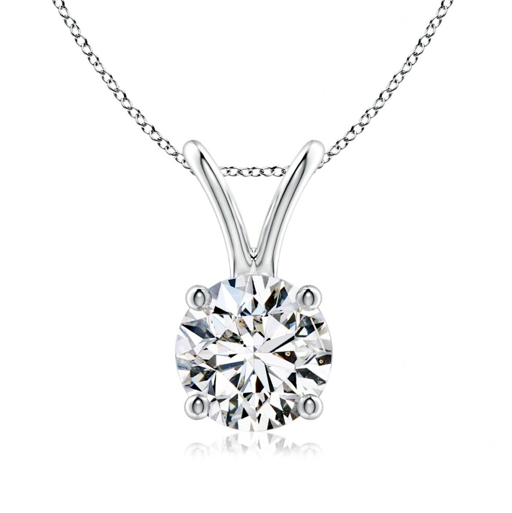 2 ct. Genuine White Sapphire Round Solitaire Necklace - Solid Sterling Silver