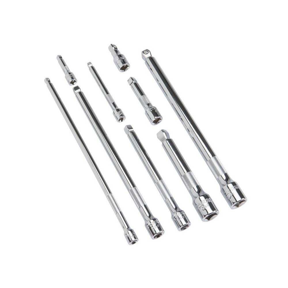 9pc Drive Car Wobble Socket Extension Bar Hand Tool Set Kit full size, Chrome