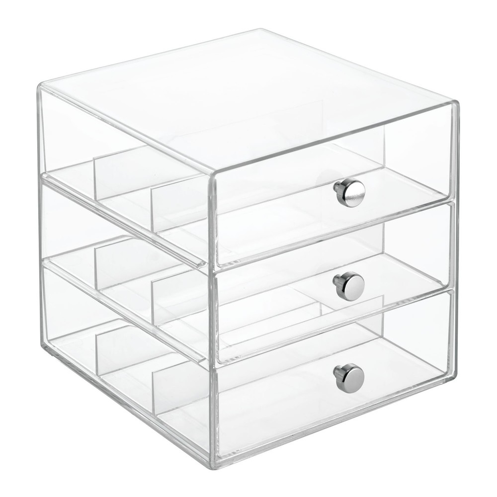 iDesign 3-Drawer Stackable Sunglasses Organizer, Clear Glasses Storage and