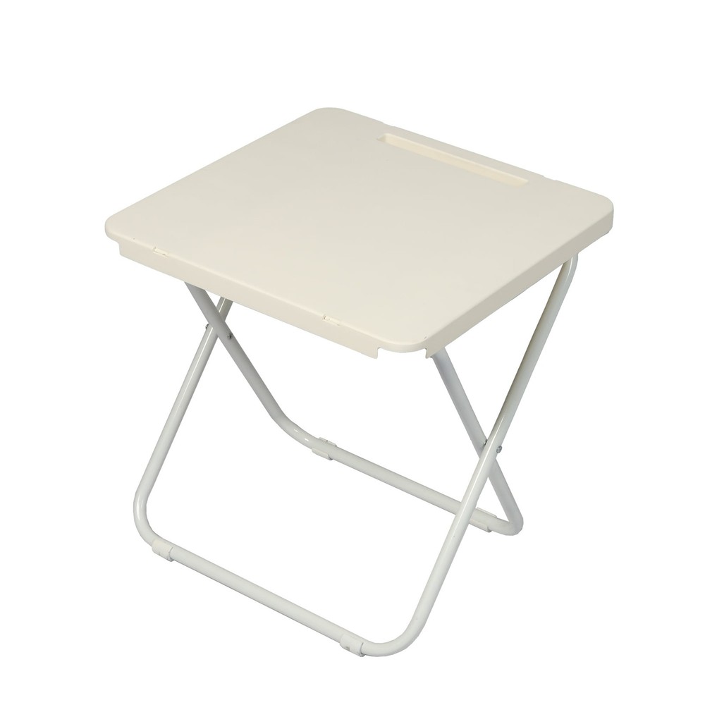 Mainstays White Folding Beach Table with Hard Top Surface