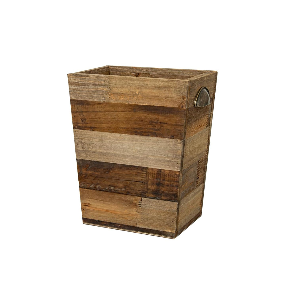 Small Wood Trash Can, Farmhouse Rectangular Garbage Can Waste Basket, Rustic Dis