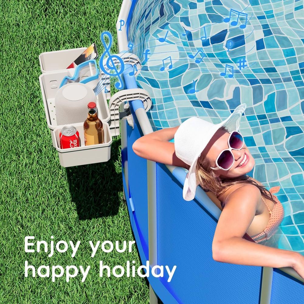 Poolside Storage for Above Ground Pool Accessories, Thickened Plastic Pool Ba...