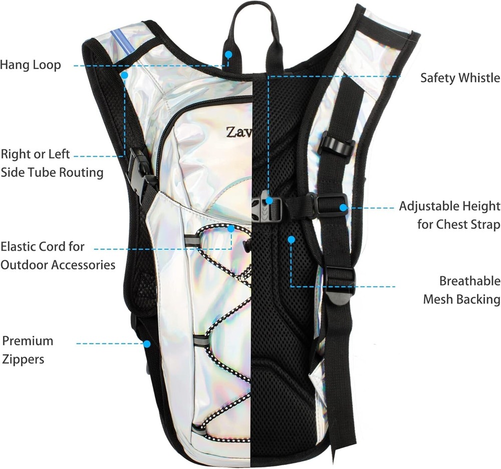 Zavothy Reflective Pearl Hydration Backpack 2L Hydration Bladder Not Included