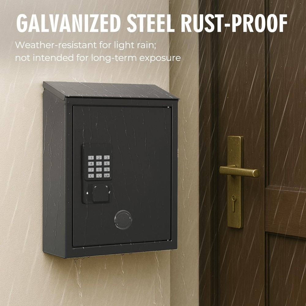 Mailbox with Electronic Lock, Locking Mail Boxes for House, Black