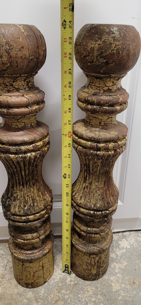 Vintage Architectural Savage Post Pair Solid Heavy Reclaimed