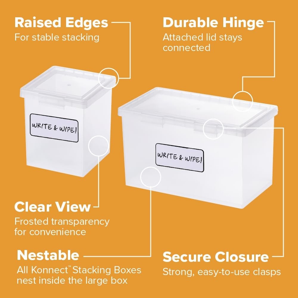 Bostitch Konnect Storage Containers with Combo pack 1 Large, 2 Medium, Clear