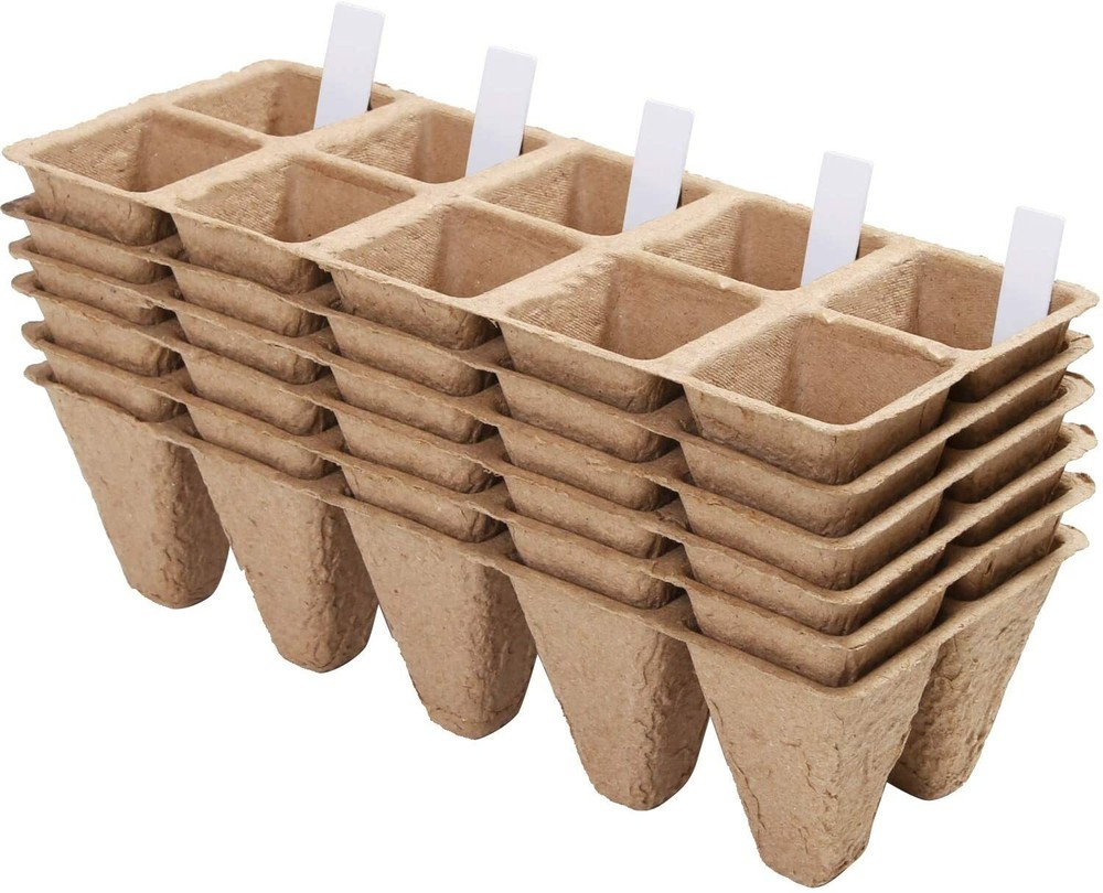 18 Pack Seed Starter Tray Kit, 180 Cells Biodegradable Seedling Pots Peat
