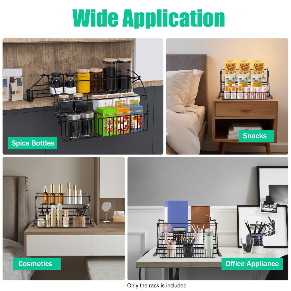 3 Tier Pull down Cabinet Spice Rack Organizer,Metal Storage Shelf for Kitchen