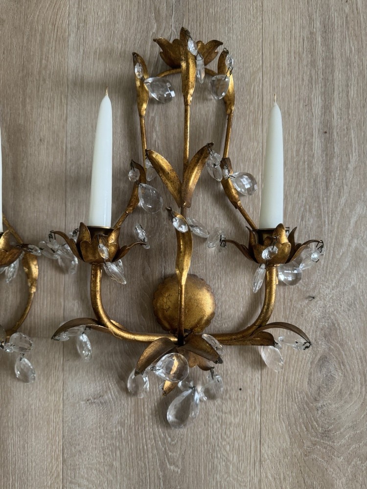 Vintage Gold Sconces (Pair)