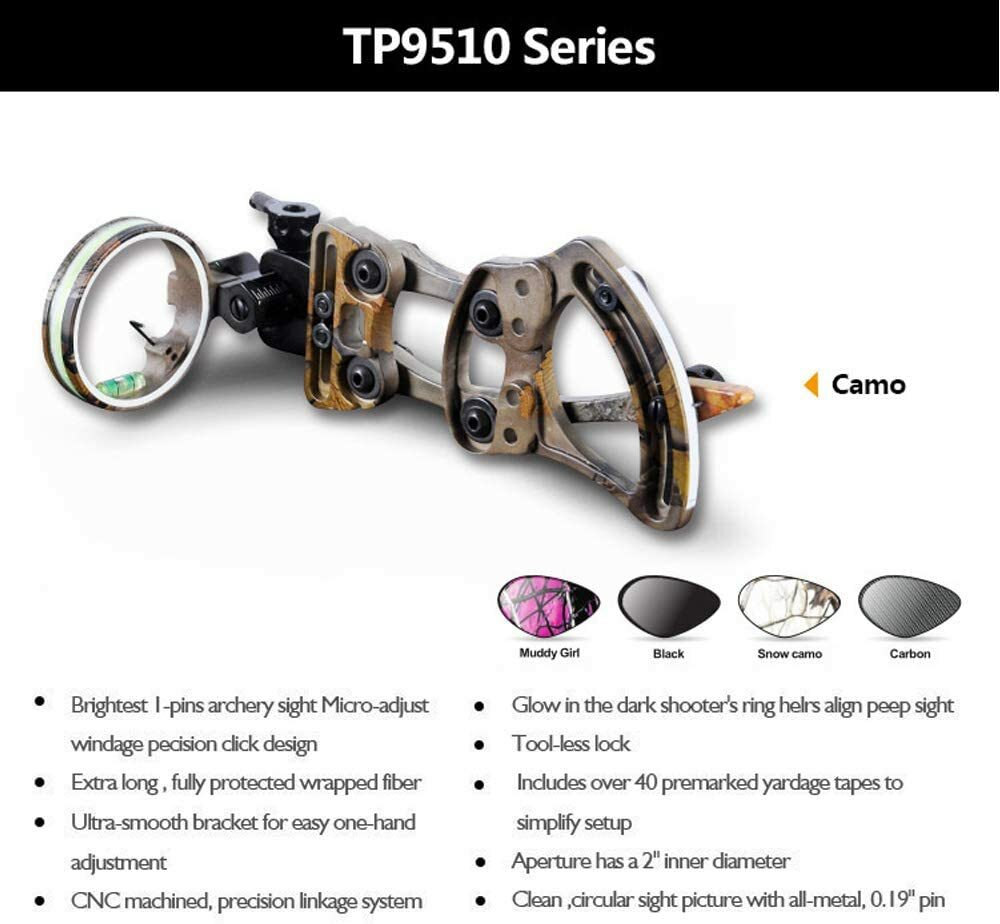 Archery Compound Bow Sight 1 Pin Professional Bow Sight Light Micro Adjustable