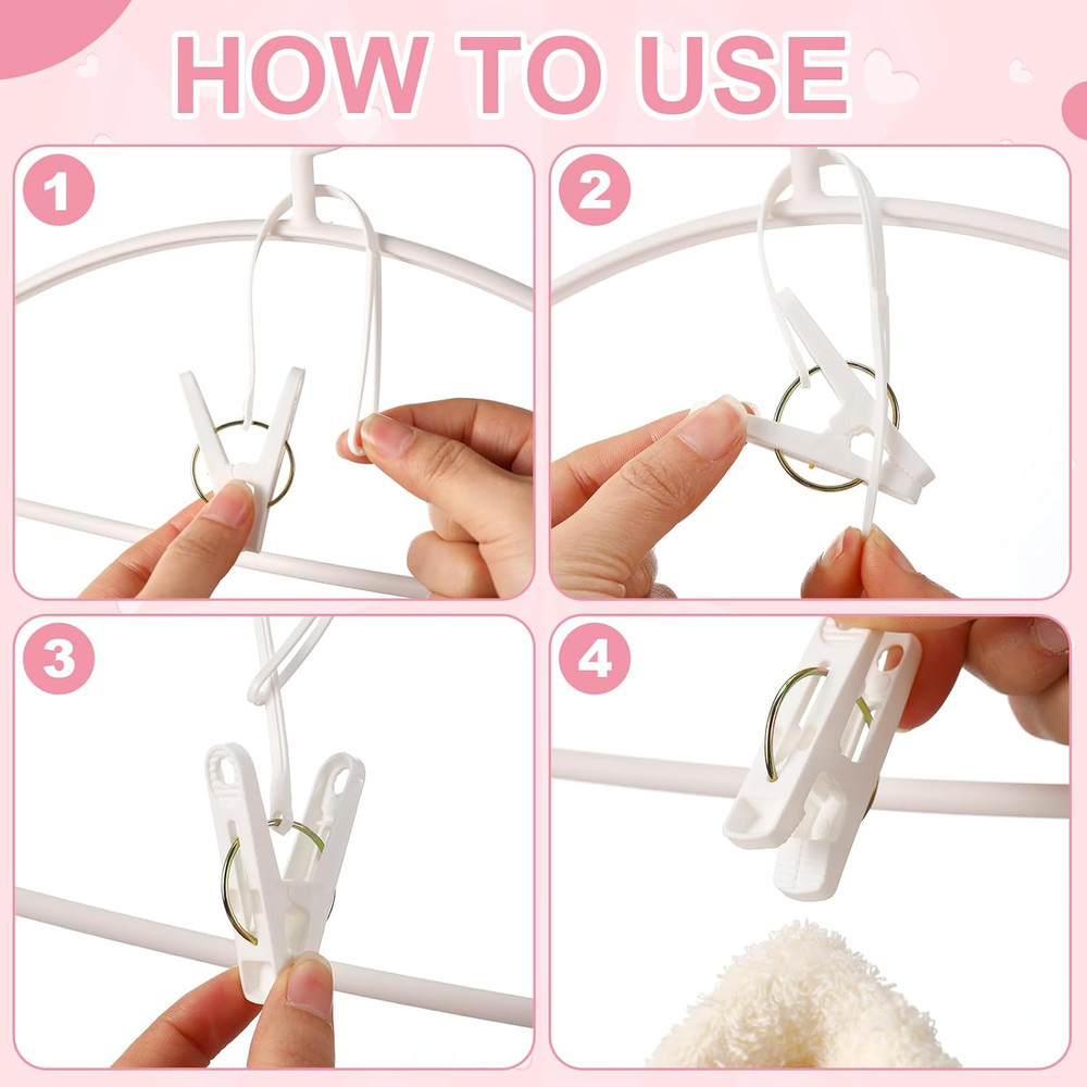 60 Pack Multi-Purpose Laundry Hooks Hanging Clips Bulk with Plastic Rope Hang...