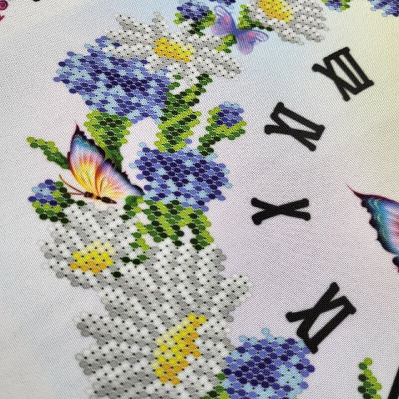 Clock Bead Embroidery Scheme on Canvas DIY Stamped Printed Pattern clock 006