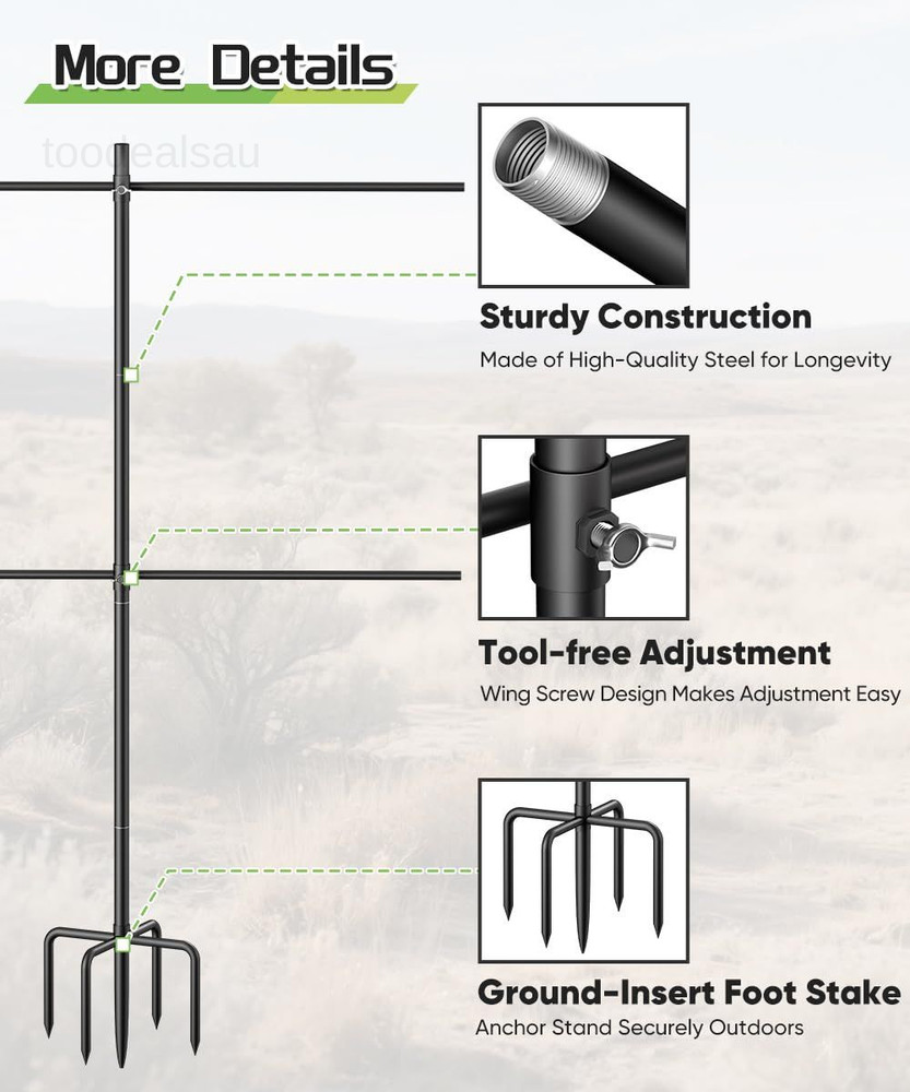 5-Prong Base Target Stand, Adjustable Metal Shooting Medium, Black