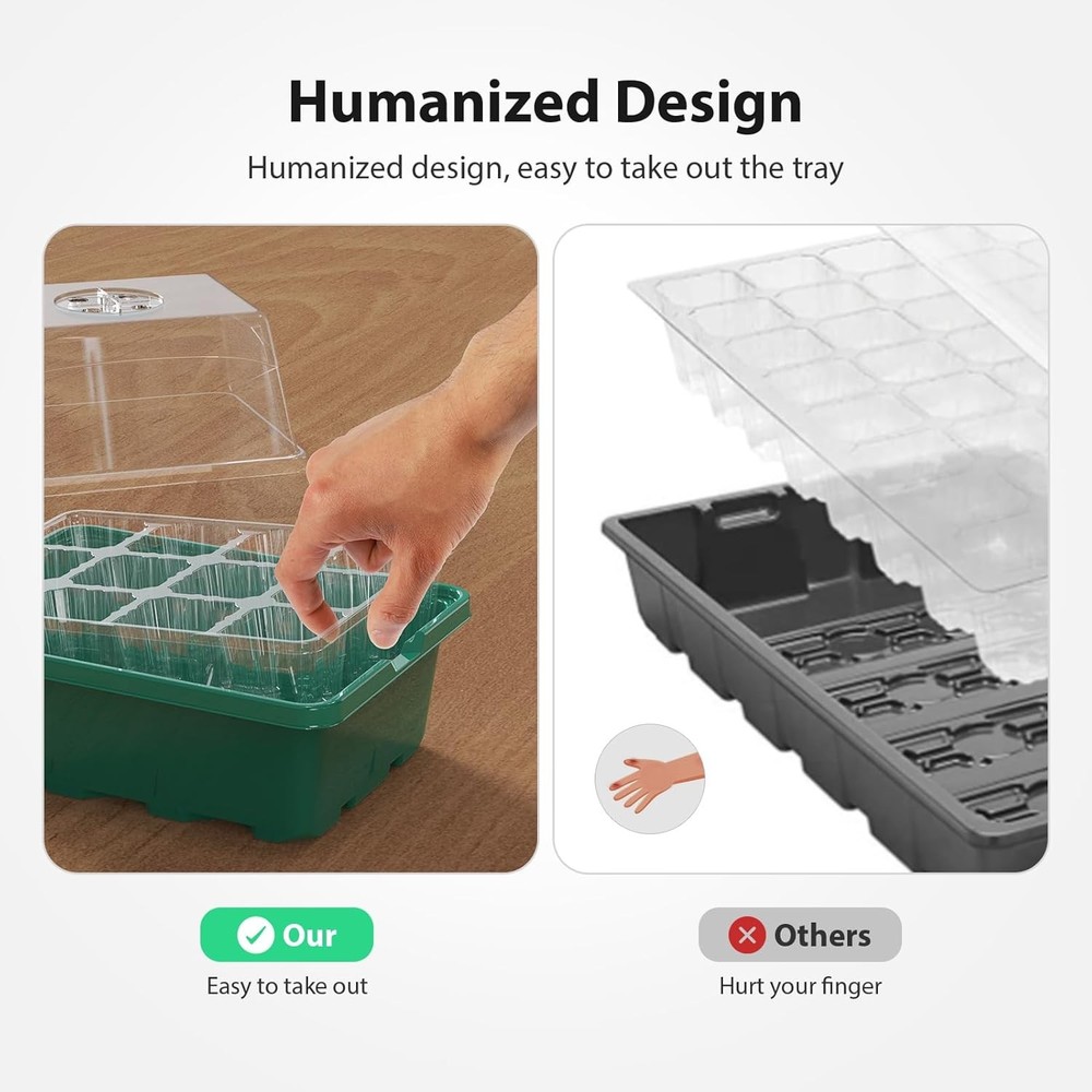 10PCS Seed Starter Kit Seedling Starter Trays with Heightened Lids Seed Staring