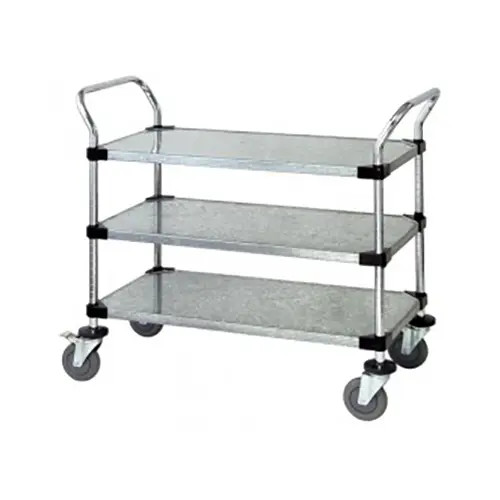 Quantum Food Service 42x24x37-1/2 (3)Galvanized Solid Shelf Utility Cart