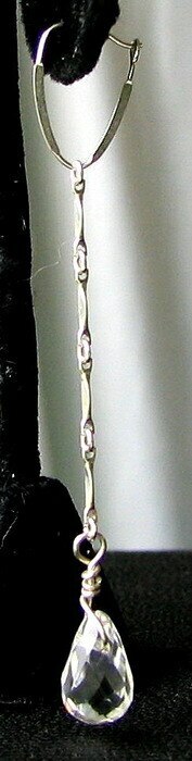 Sparkling Quartz Solid Sterling Silver Earrings | 2.75" long |
