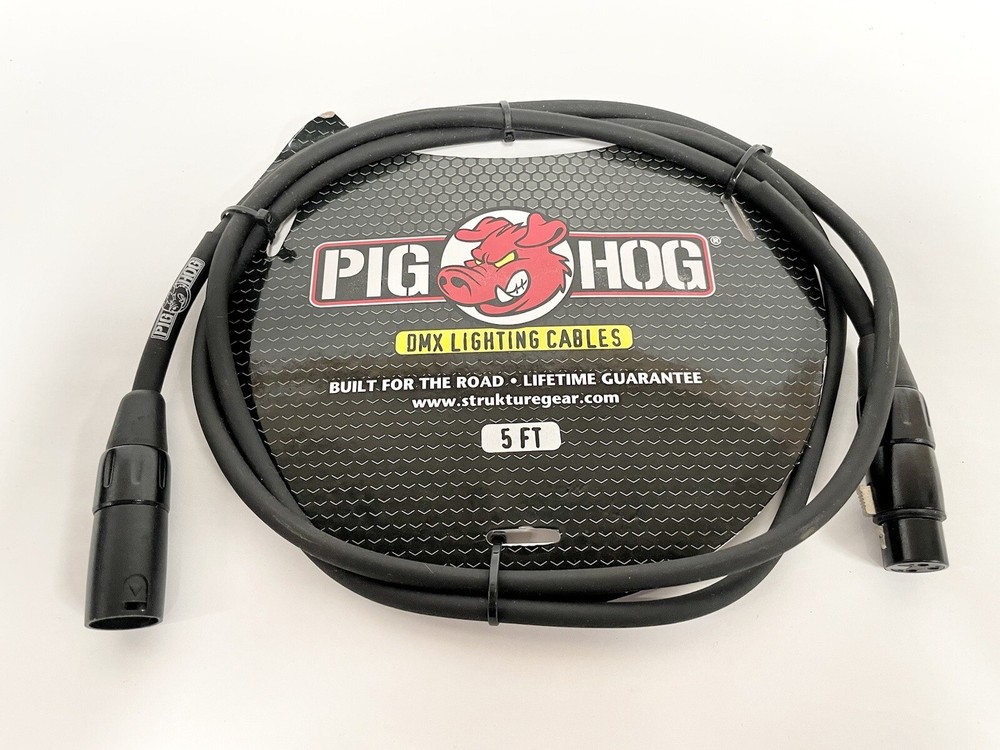 Pig Hog 3-Pin 5 ft DMX Cables Shielded Stage Lighting Data Cable