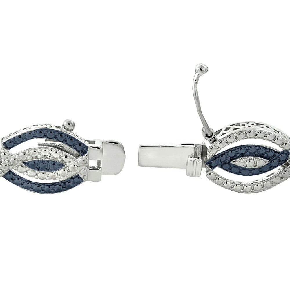 1/4 Ct Blue & White Diamond Intertwining Infinity Bracelet