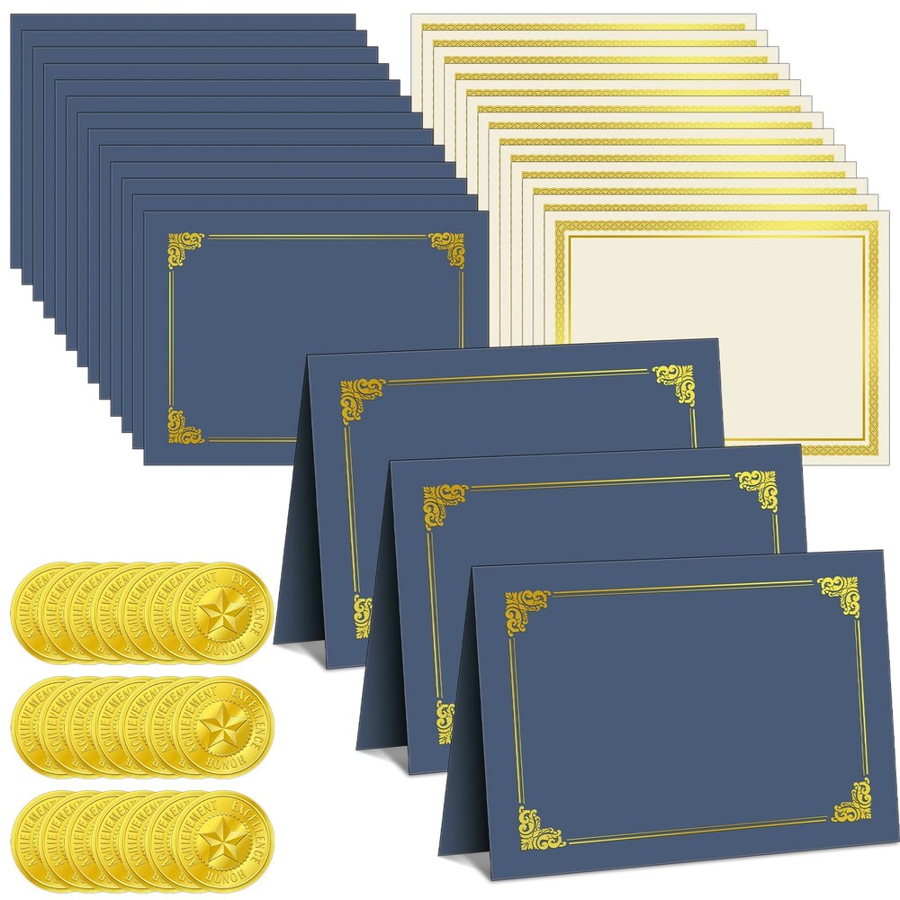 Epakh 72 Pcs Certificate Kit Includes 24 Holders and 24 Blue