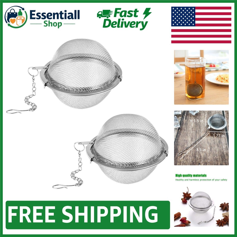2Pcs Mesh Tea Infuser with Chain Hook for Fresh Loose Leaf Brewing