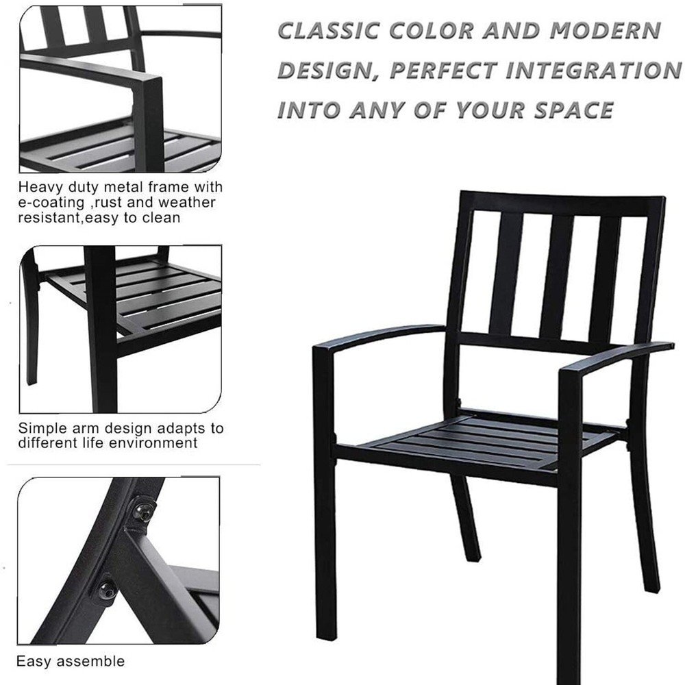 7 Piece Outdoor Furniture Sets Patio Chairs Stackable Rectangle Dining Table