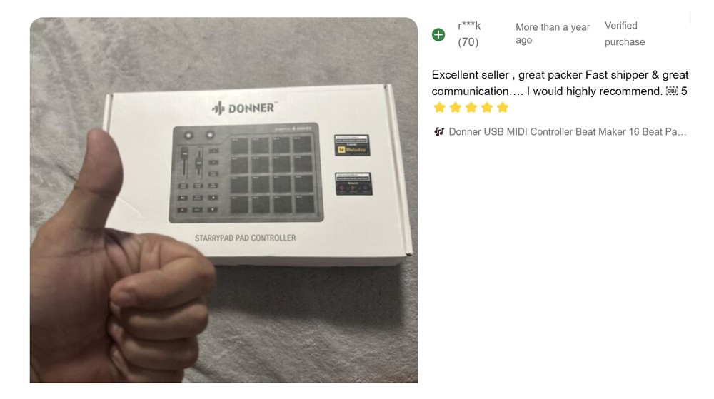 Donner Starrypad MIDI Controller Pad Beat Maker Machine 16 Pad 2 Fader & Knobs