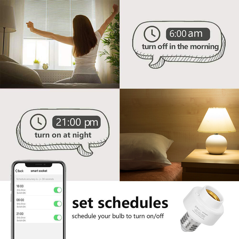 Smart WiFi Bulb Socket E26 E27 Light Bulb Adapter EWeLink Alexa Google Control