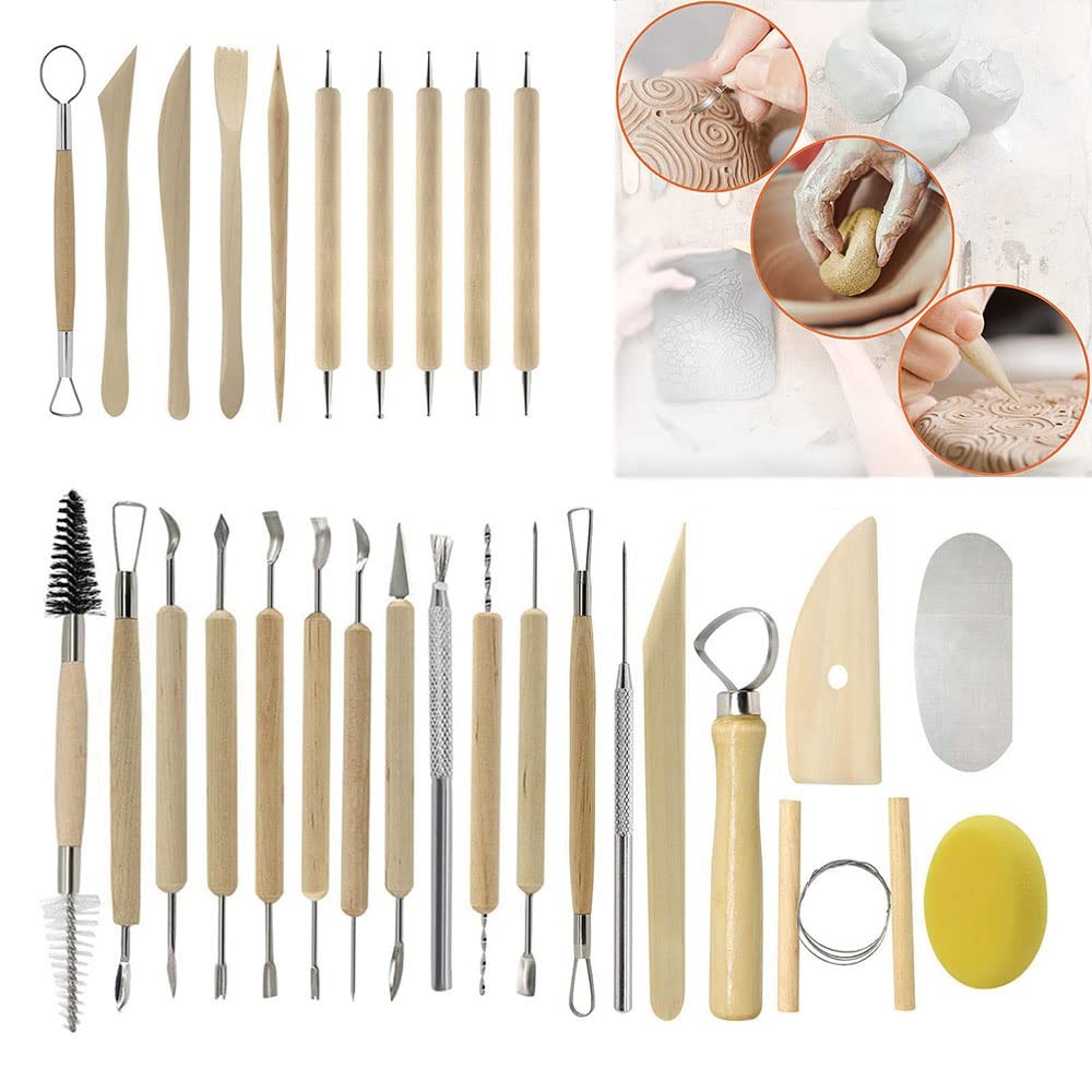 Clay Tools 40PCS Pottery Tools Clay Sculpting Tools Polymer Clay Tools Kit Ce...