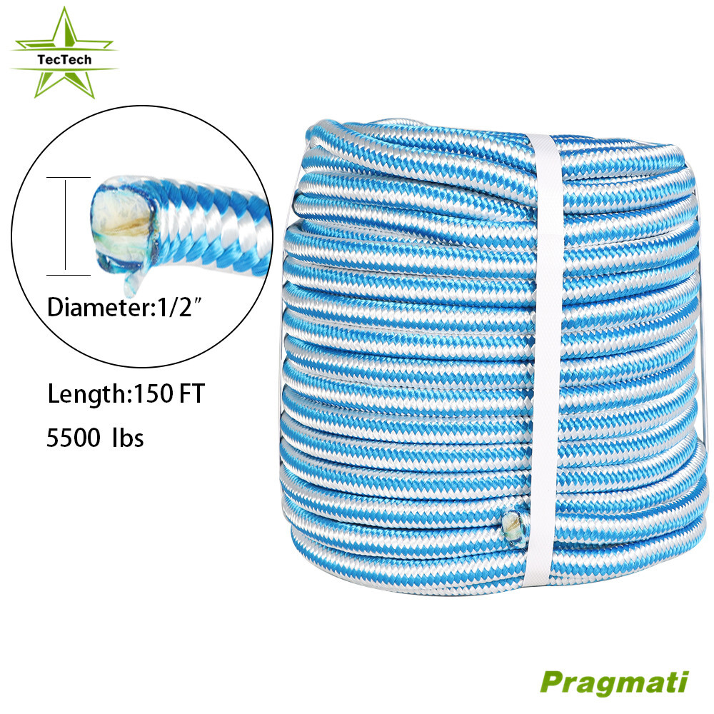 16 Strand Braided Polyester Arborist Rigging RopeStrong Pulling 1/2" x150'