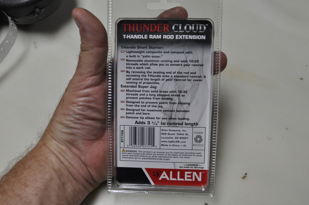 T-HANDLE RAM ROD EXTENSION Black Powder Muzzleloader Thunder Cloud 87112A