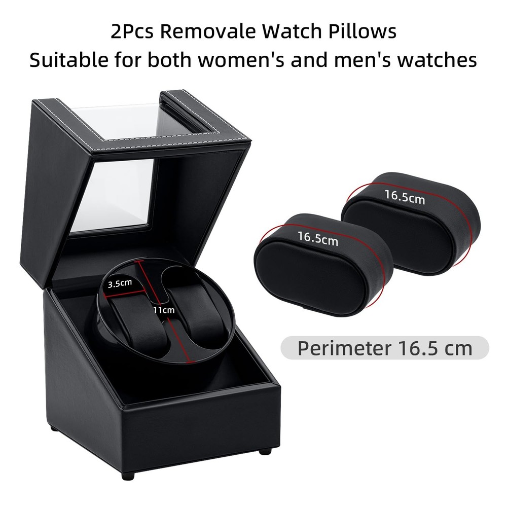 Mcbazel Watch Winder for Automatic Watches, Double Black PU Leather